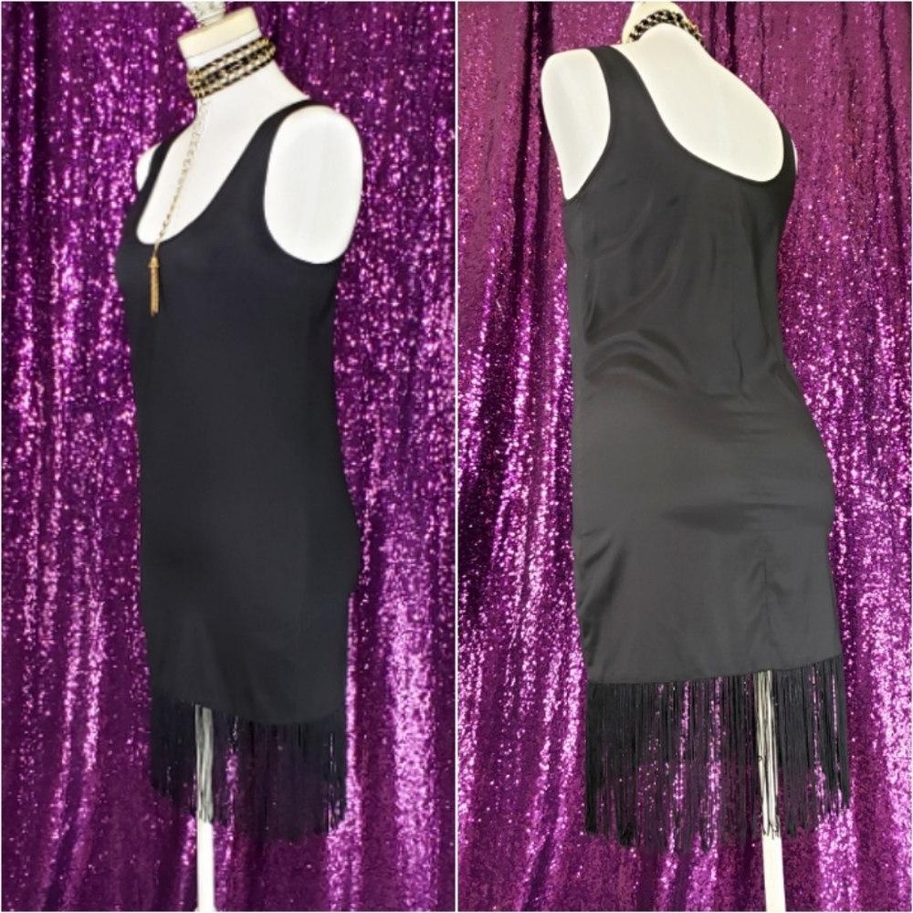 Black fringe Mini Dress - Picture 3 of 4